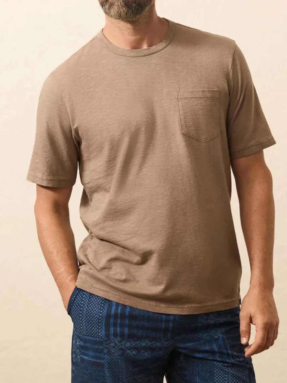 Faherty Men's Sunwashed Pocket Short Sleeve T-Shirt Sz M NWT Walnut Branch Brown